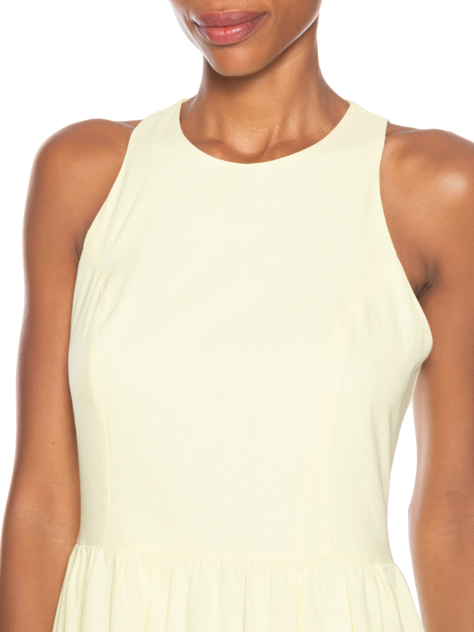Vestido Midi Evasê Amarelo Basiq