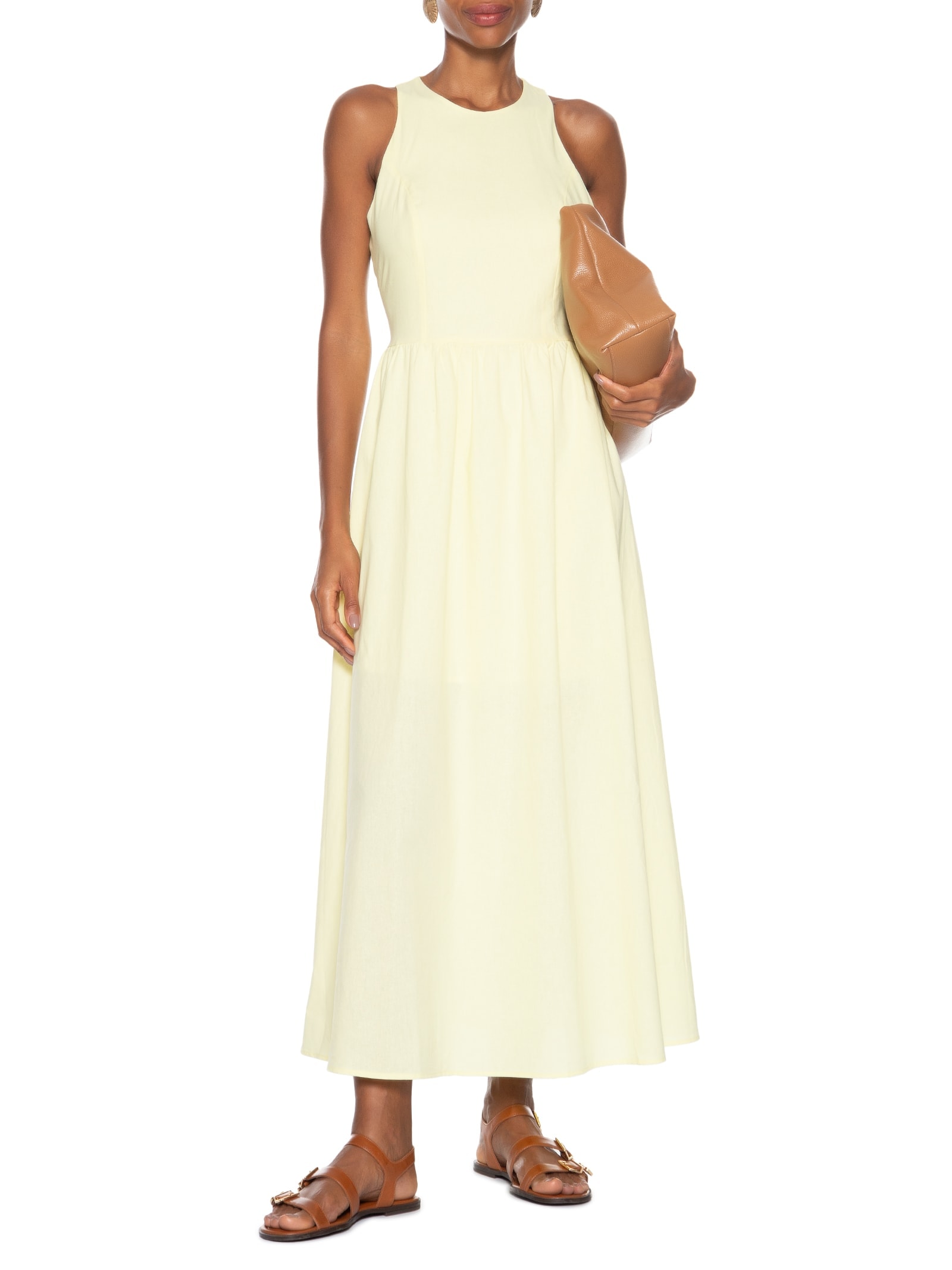 Vestido Midi Evasê Amarelo Basiq