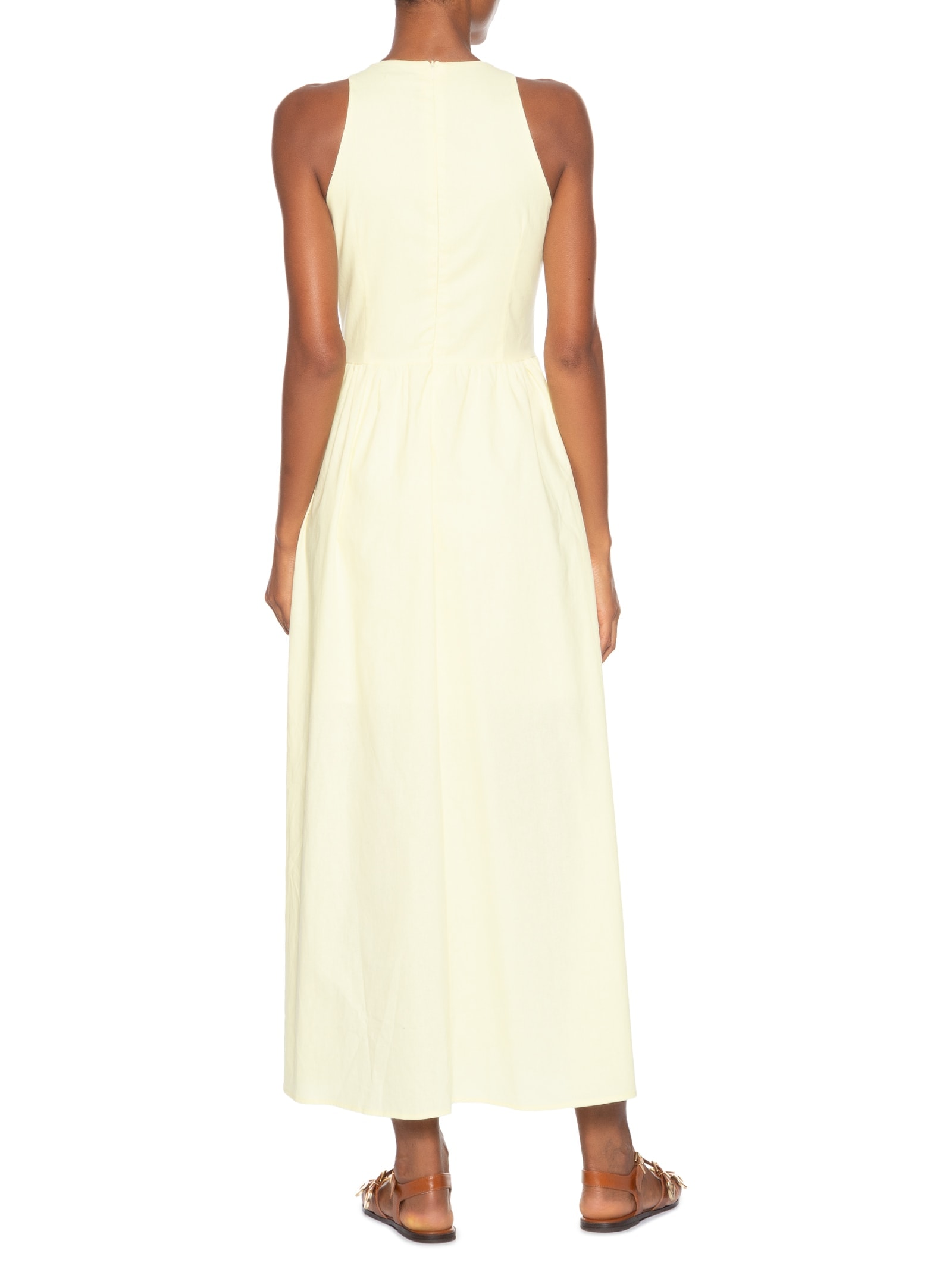 Vestido Midi Evasê Amarelo Basiq