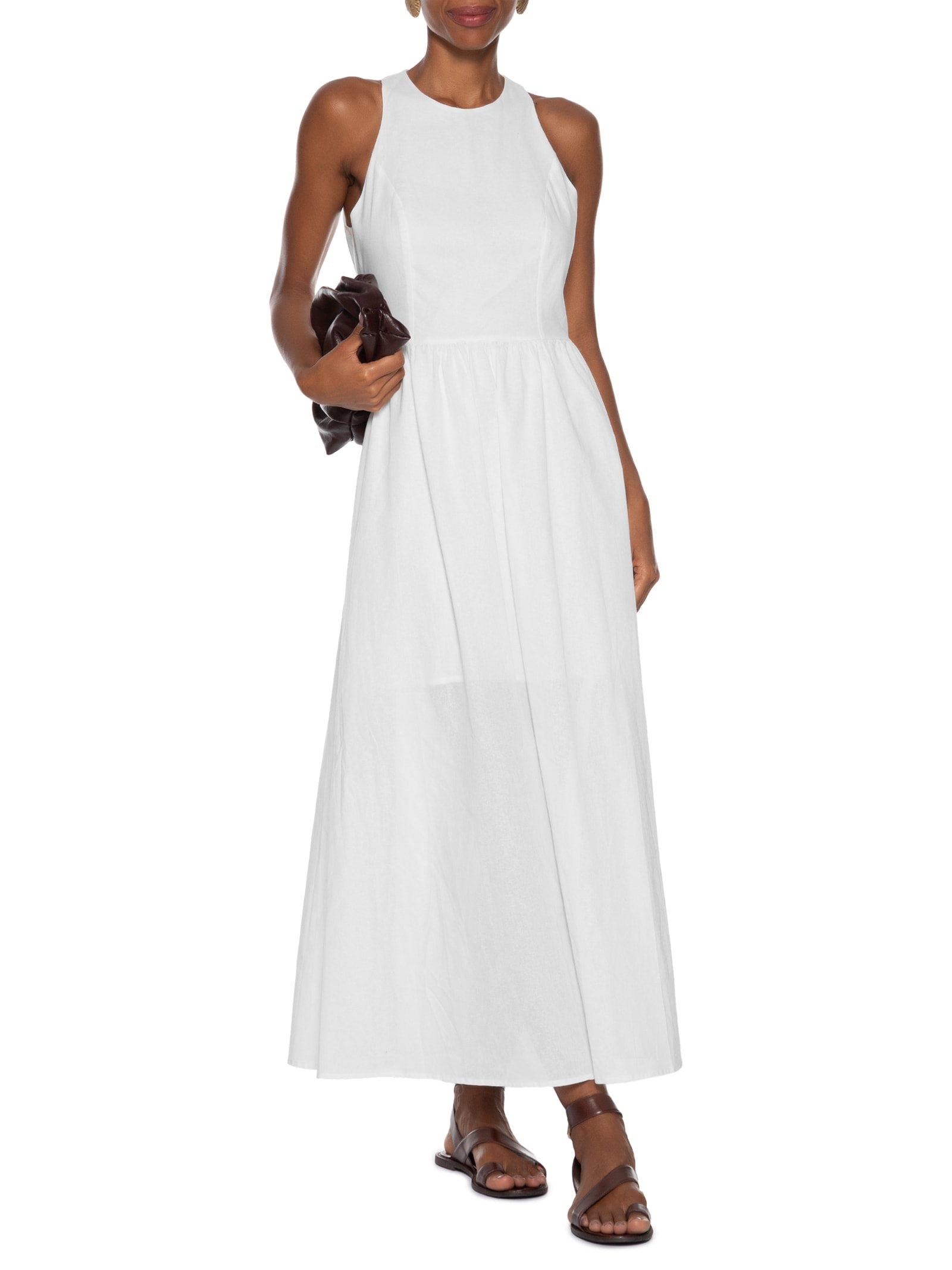 Vestido Midi Evasê Branco Basiq