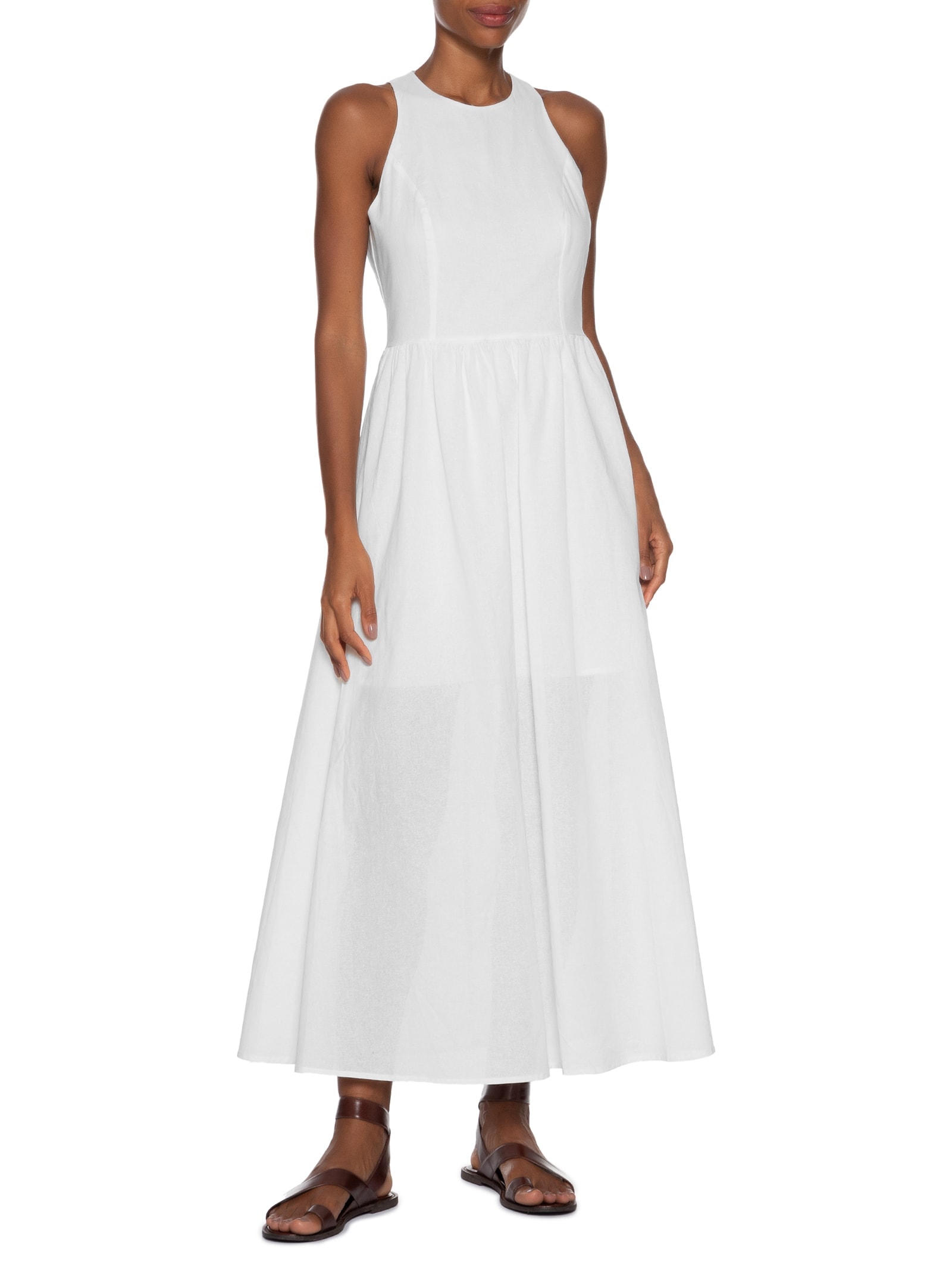 Vestido Midi Evasê Branco Basiq