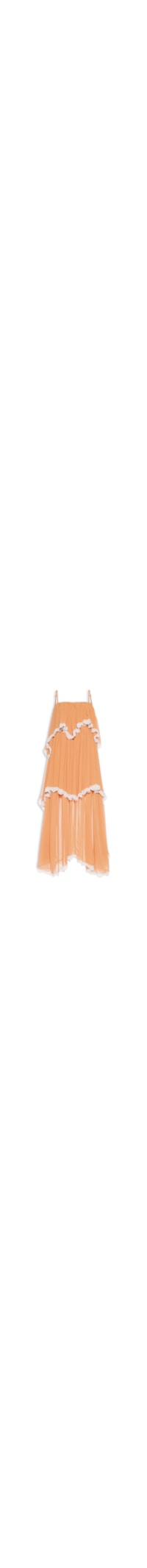 Vestido Midi Evasê Com Babados Aplicados - Bege