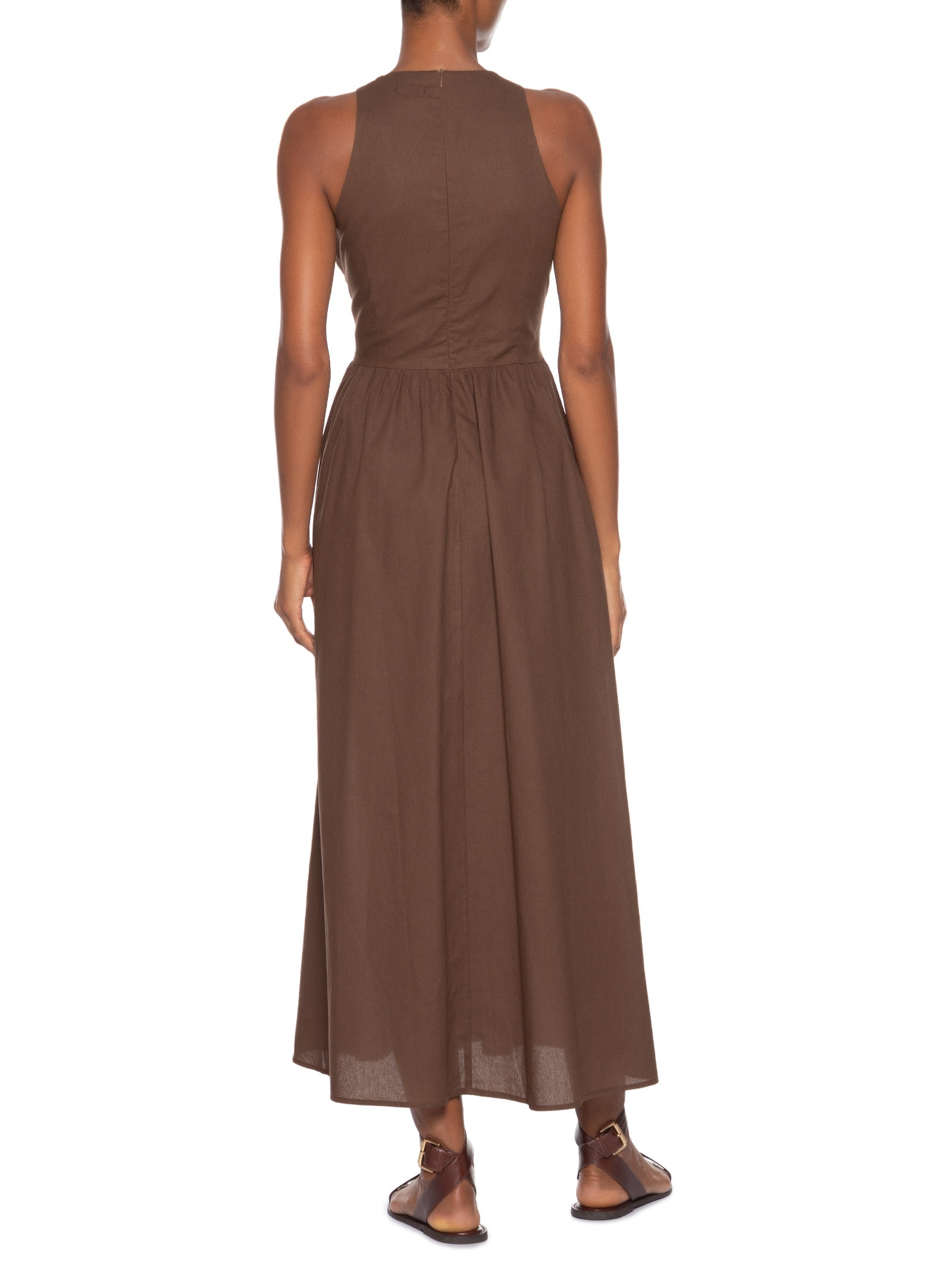 Vestido Midi Evasê Marrom Basiq