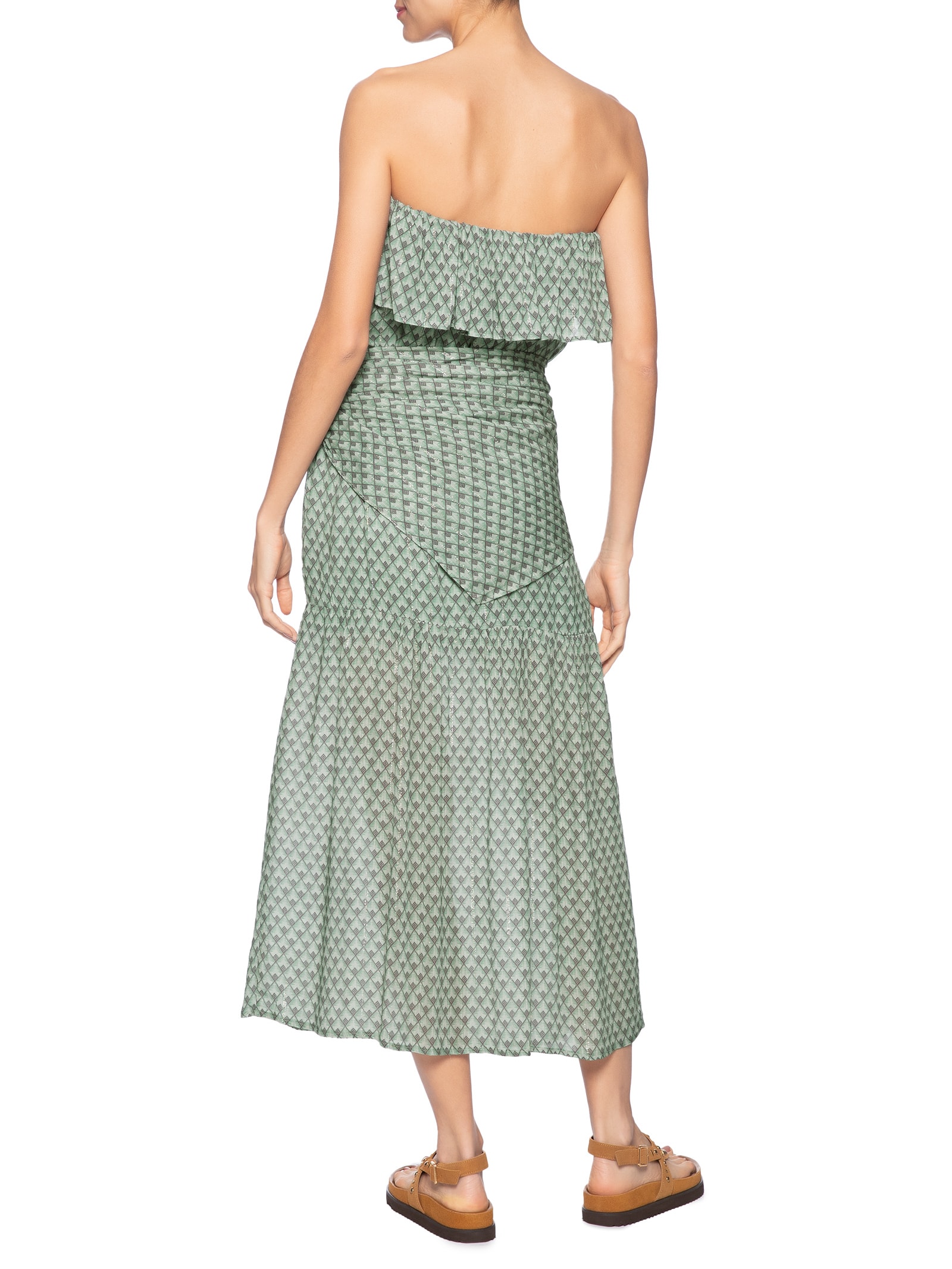 Vestido Midi Faixa Estampada Pacco Verde Maria Filó