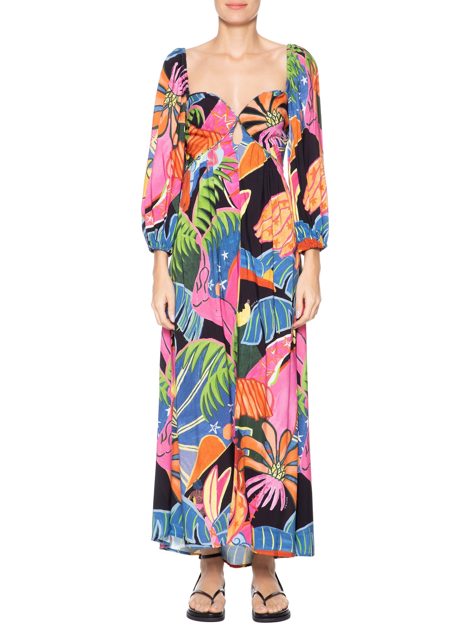 Vestido Midi Fantasia Rosa Farm