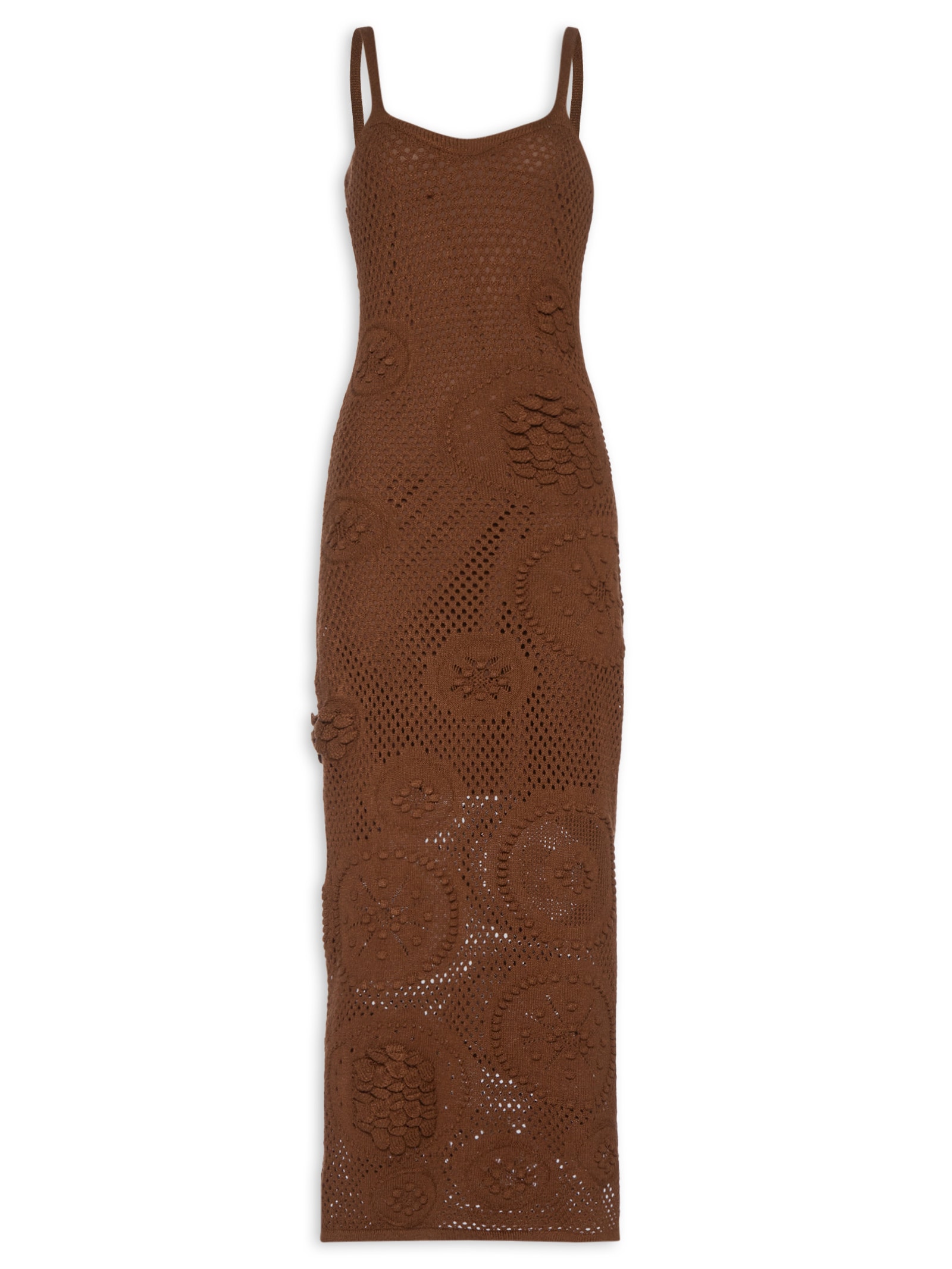 Vestido Midi Feminino Em Tricot Marrom Market 33