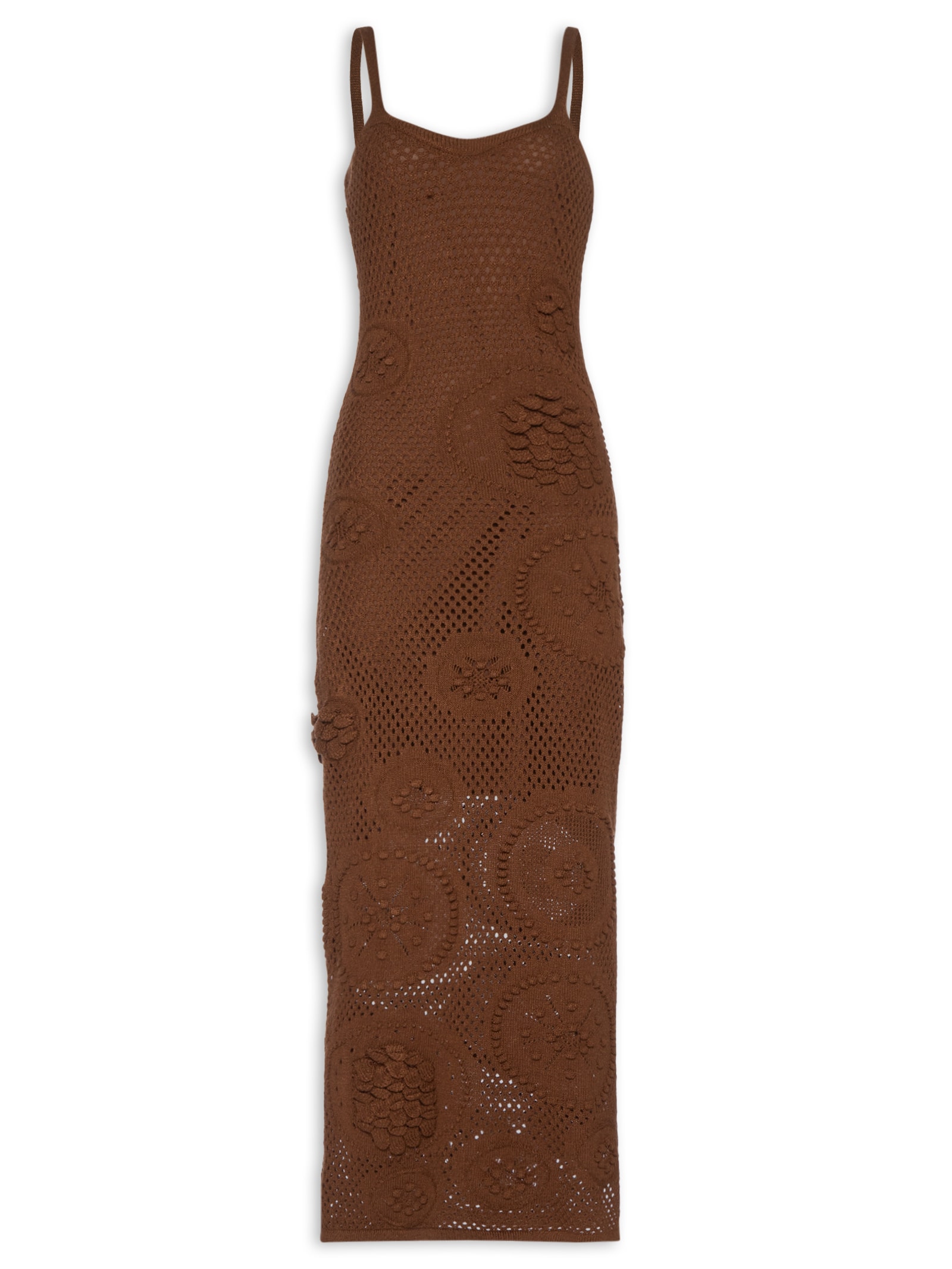 Vestido Midi Feminino Em Tricot Marrom Market 33