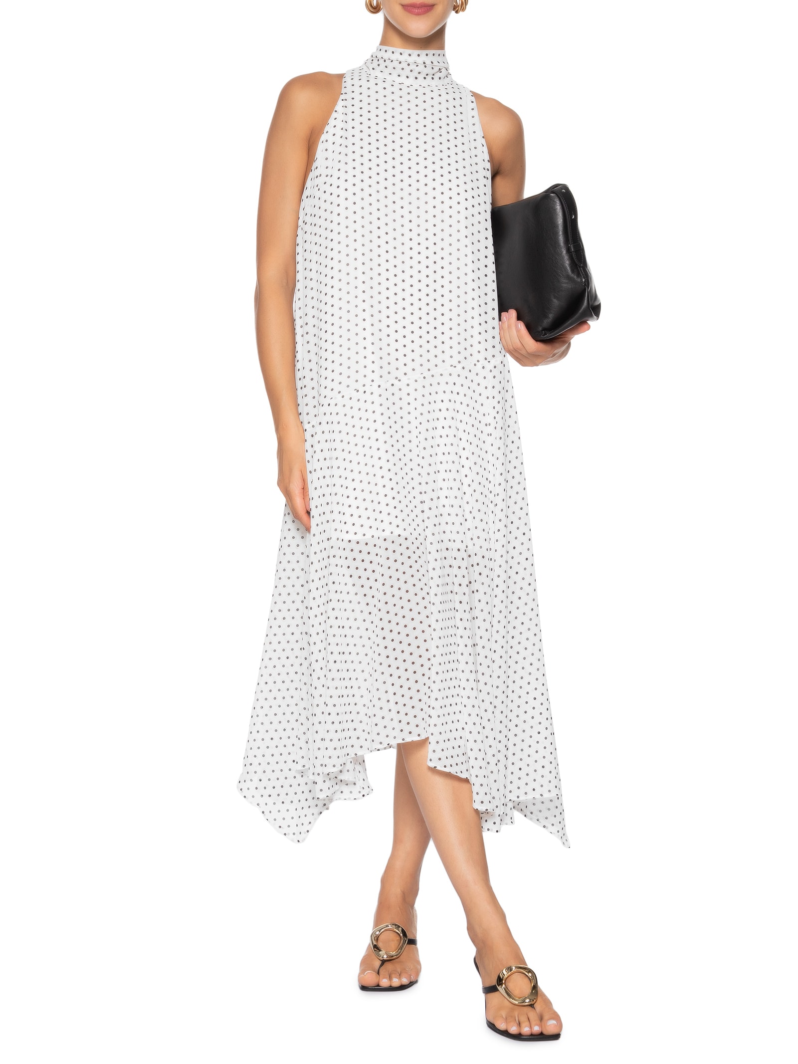 Vestido Midi Feminino Poá Branco Market 33