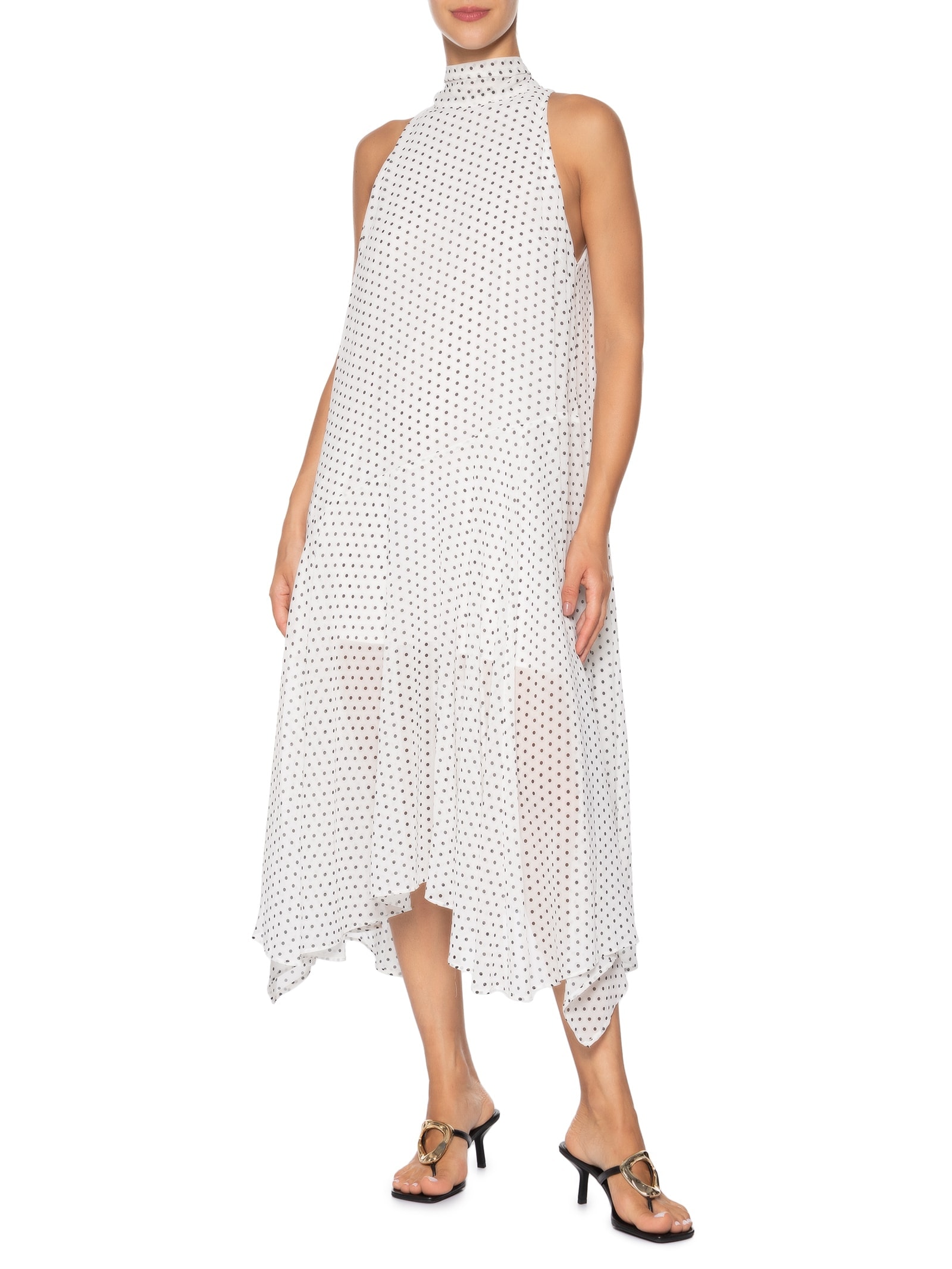 Vestido Midi Feminino Poá Branco Market 33