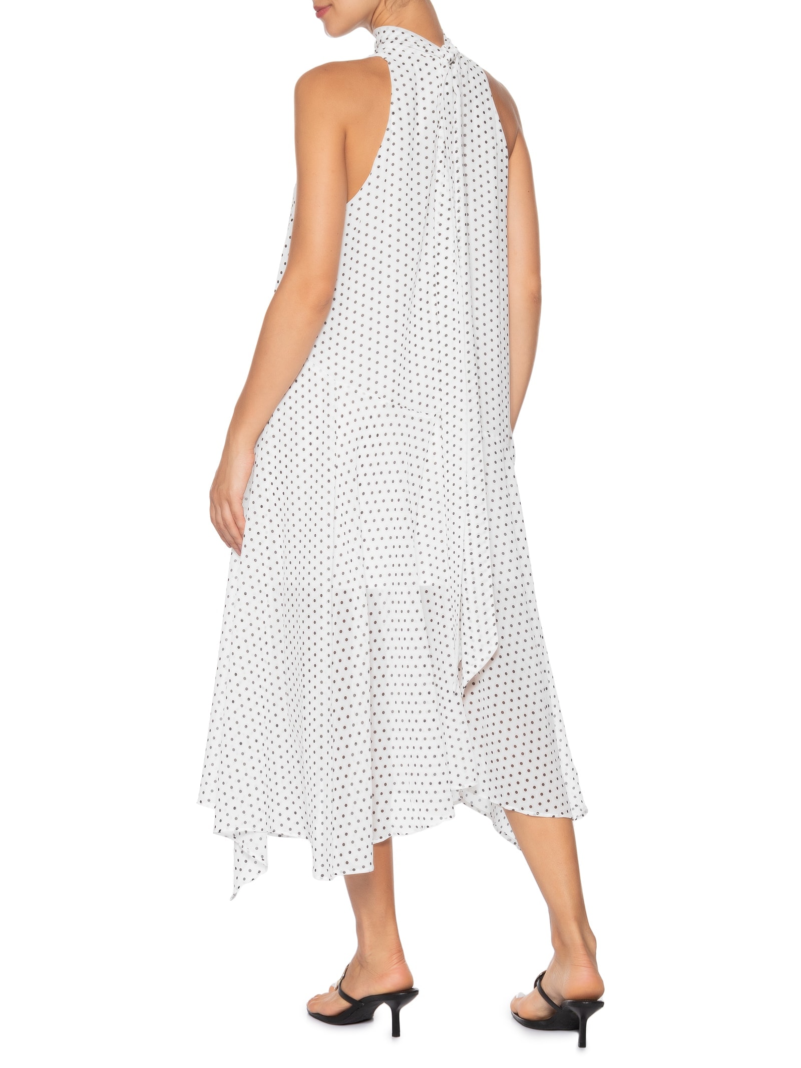 Vestido Midi Feminino Poá Branco Market 33