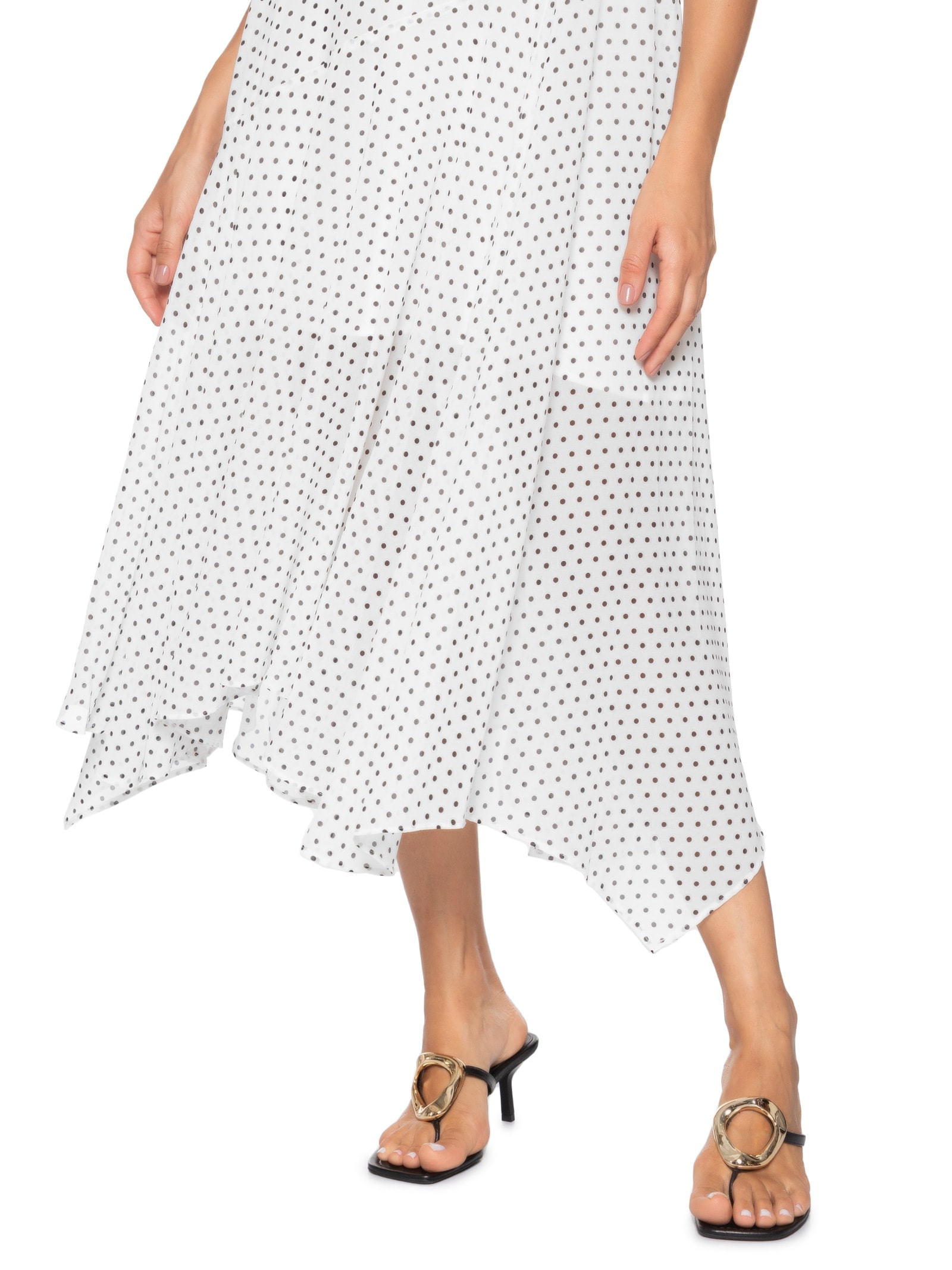 Vestido Midi Feminino Poá Branco Market 33