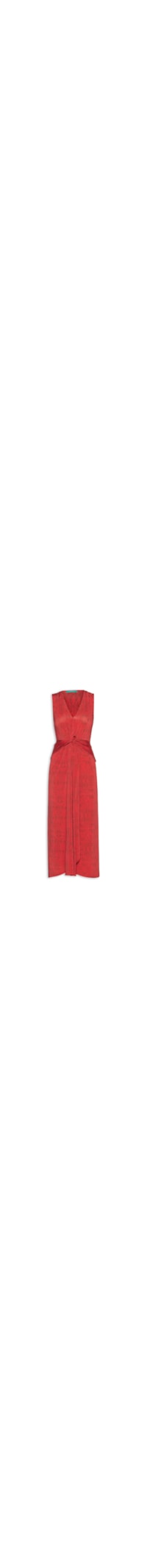 Vestido Midi Fenda E Pala Franzida - Vermelho