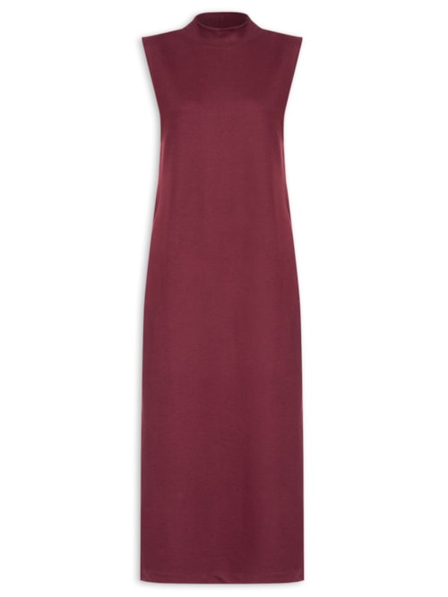 Vestido Midi Fenda Lateral Com Bolso – Vinho