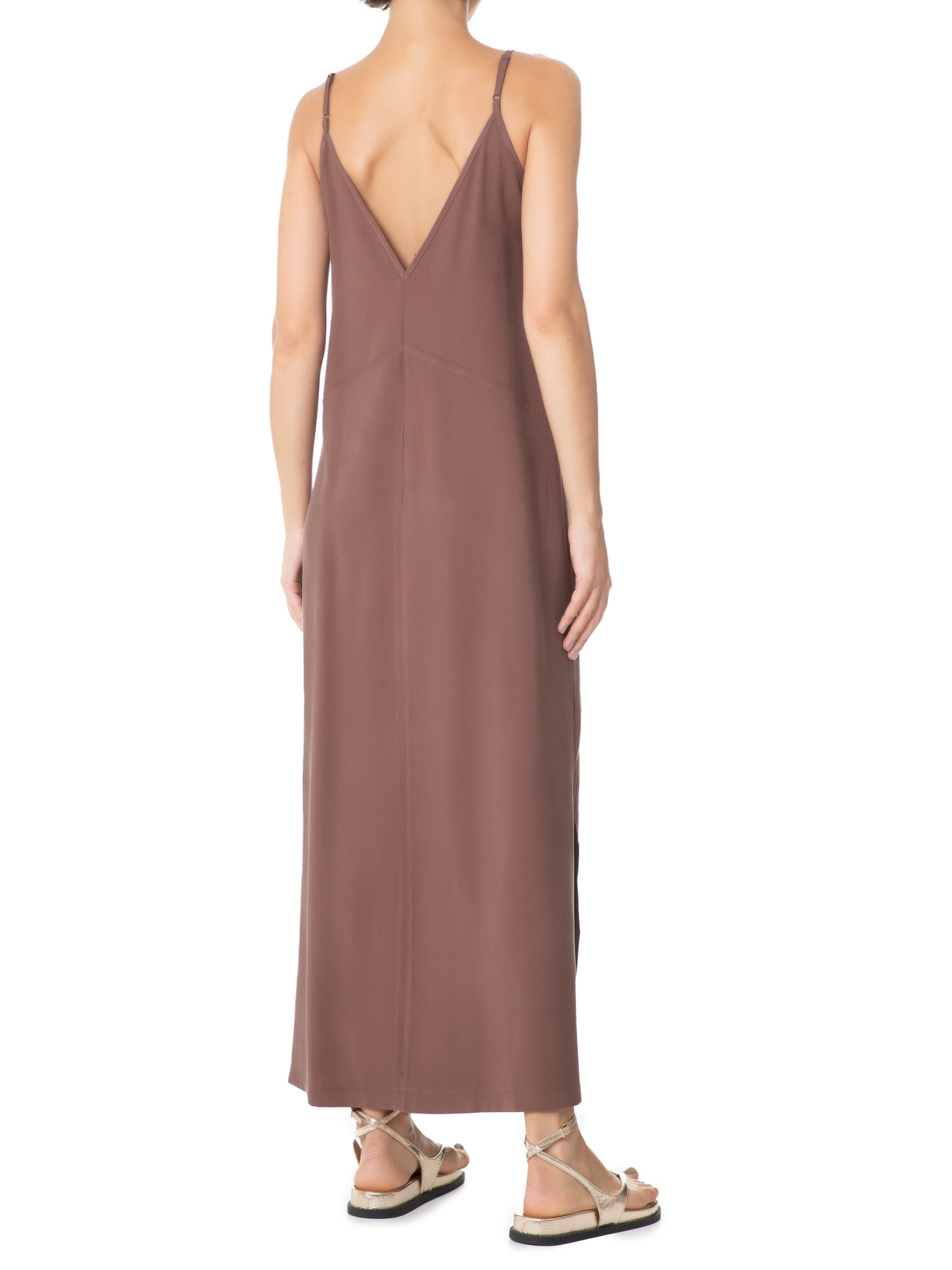 Vestido Midi Fendas Laterais Vinho Hering