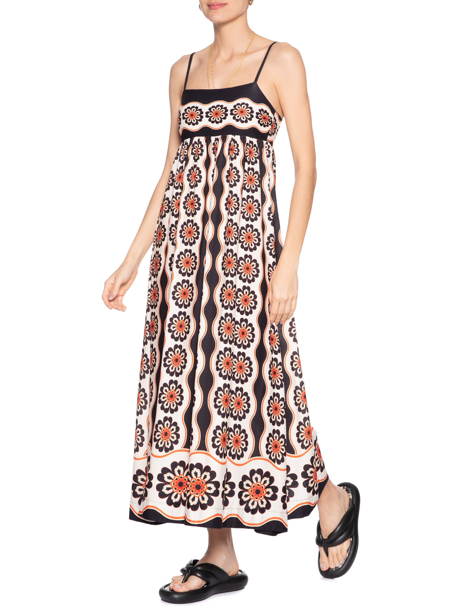 Vestido Midi Fiorella Preto Farm