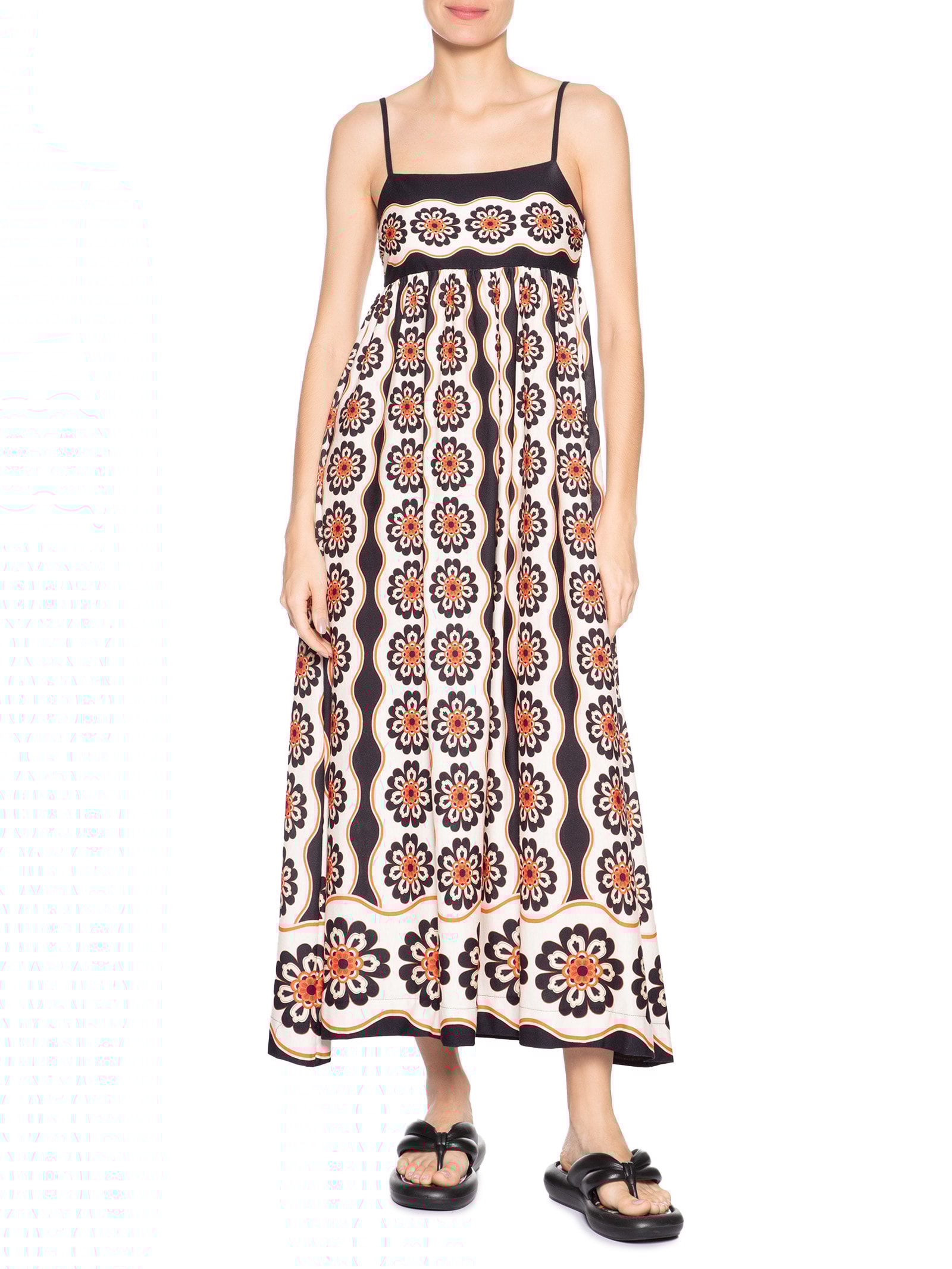 Vestido Midi Fiorella Preto Farm