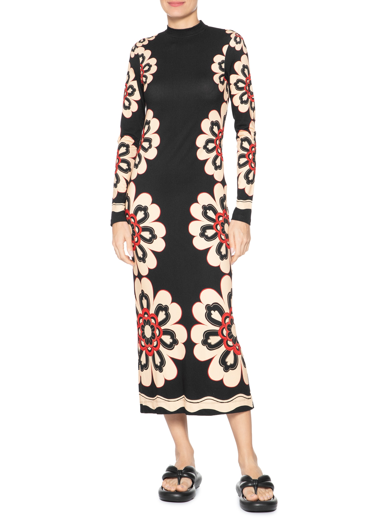 Vestido Midi Fiorella Preto Farm