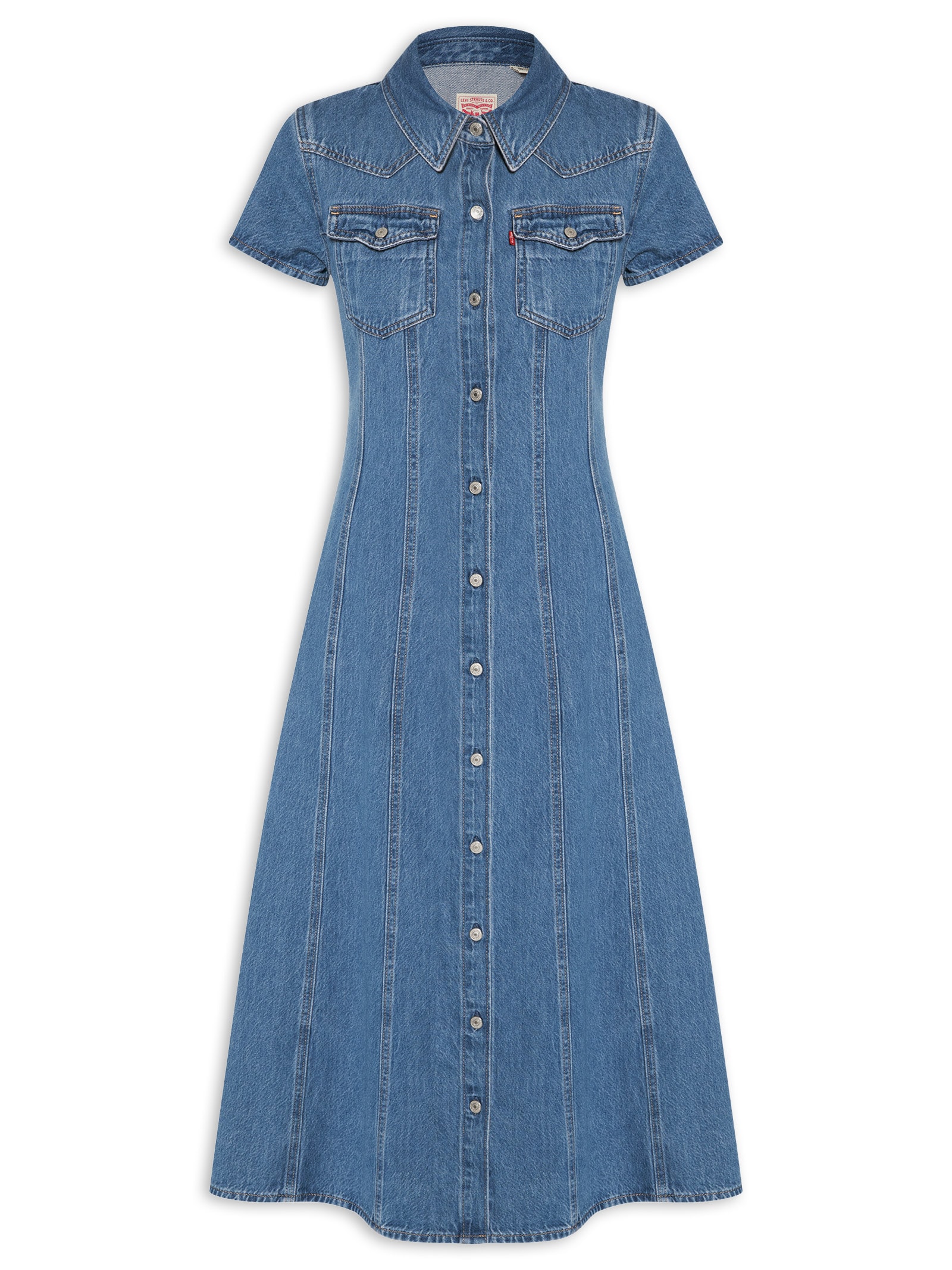 Vestido Midi Fit And Flare Western Dress Azul Levi's