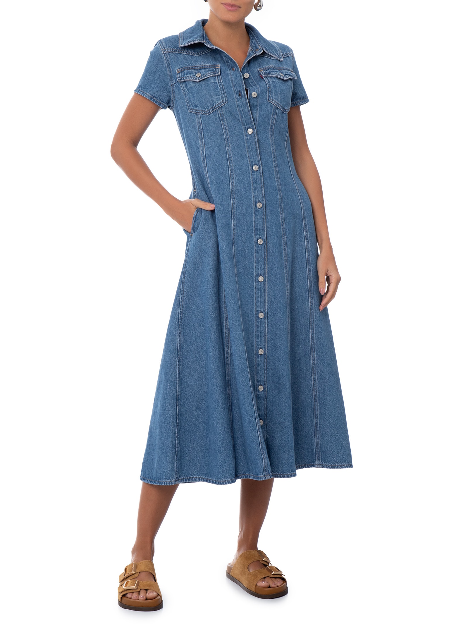 Vestido Midi Fit And Flare Western Dress – Azul Levi's