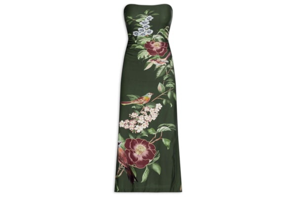 Vestido Midi Flor De Pássaro - Verde