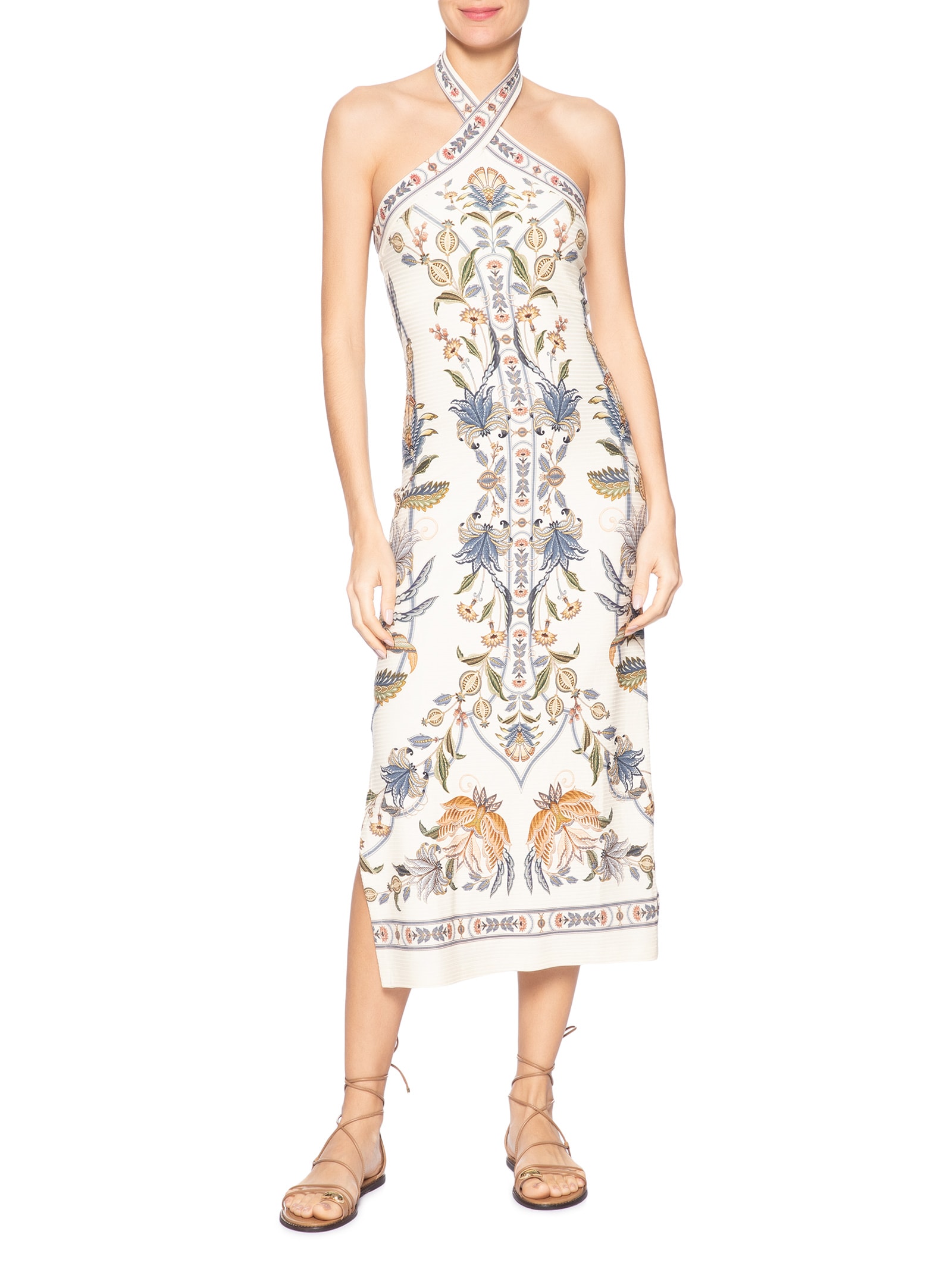 Vestido Midi Flor do Deserto – Bege Farm