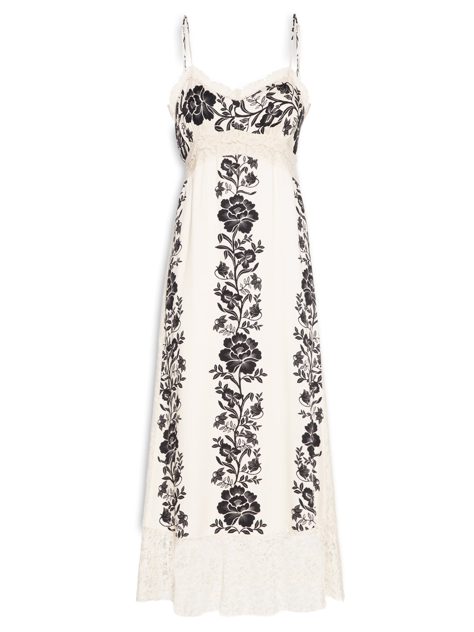 Vestido Midi Floral Delicado Bege Farm
