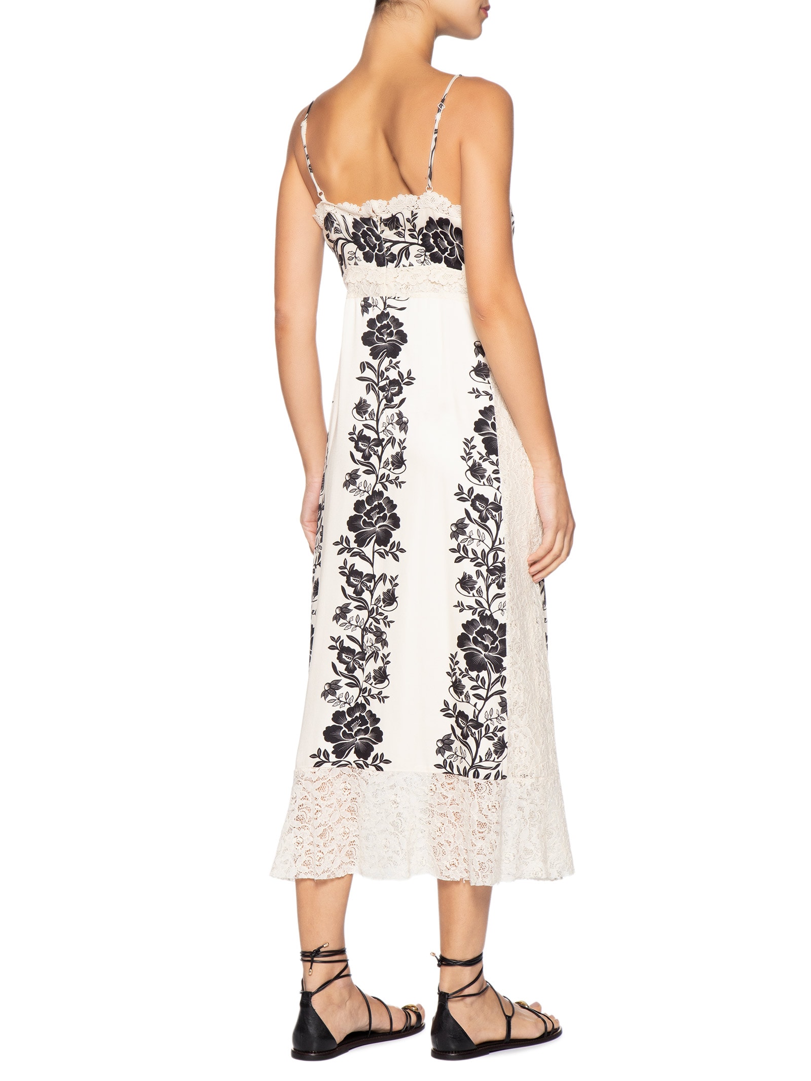Vestido Midi Floral Delicado Bege Farm