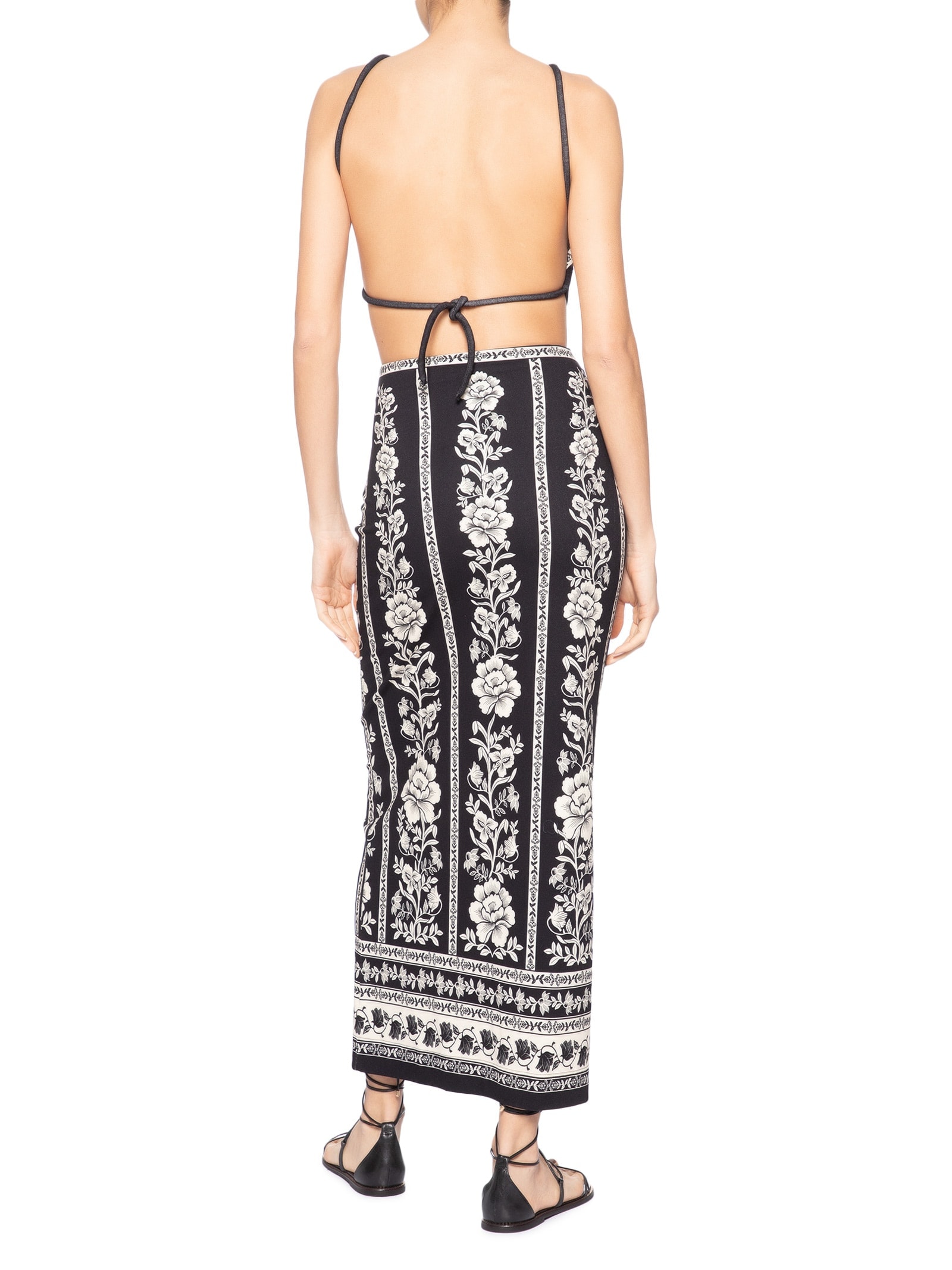 Vestido Midi Floral Delicado Preto Farm