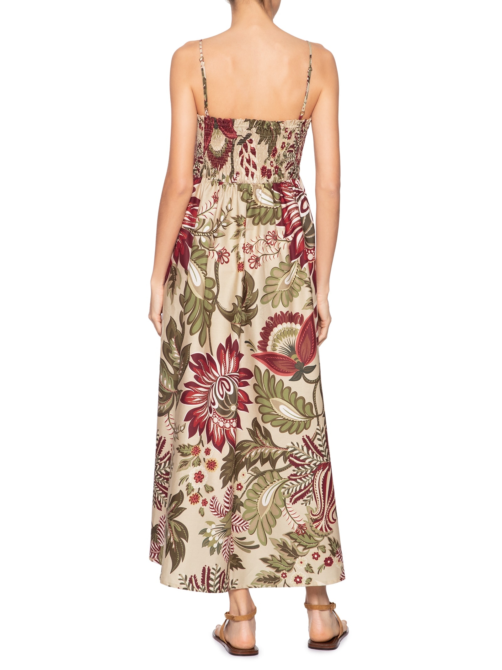 Vestido Midi Floral Ligia Bege Farm