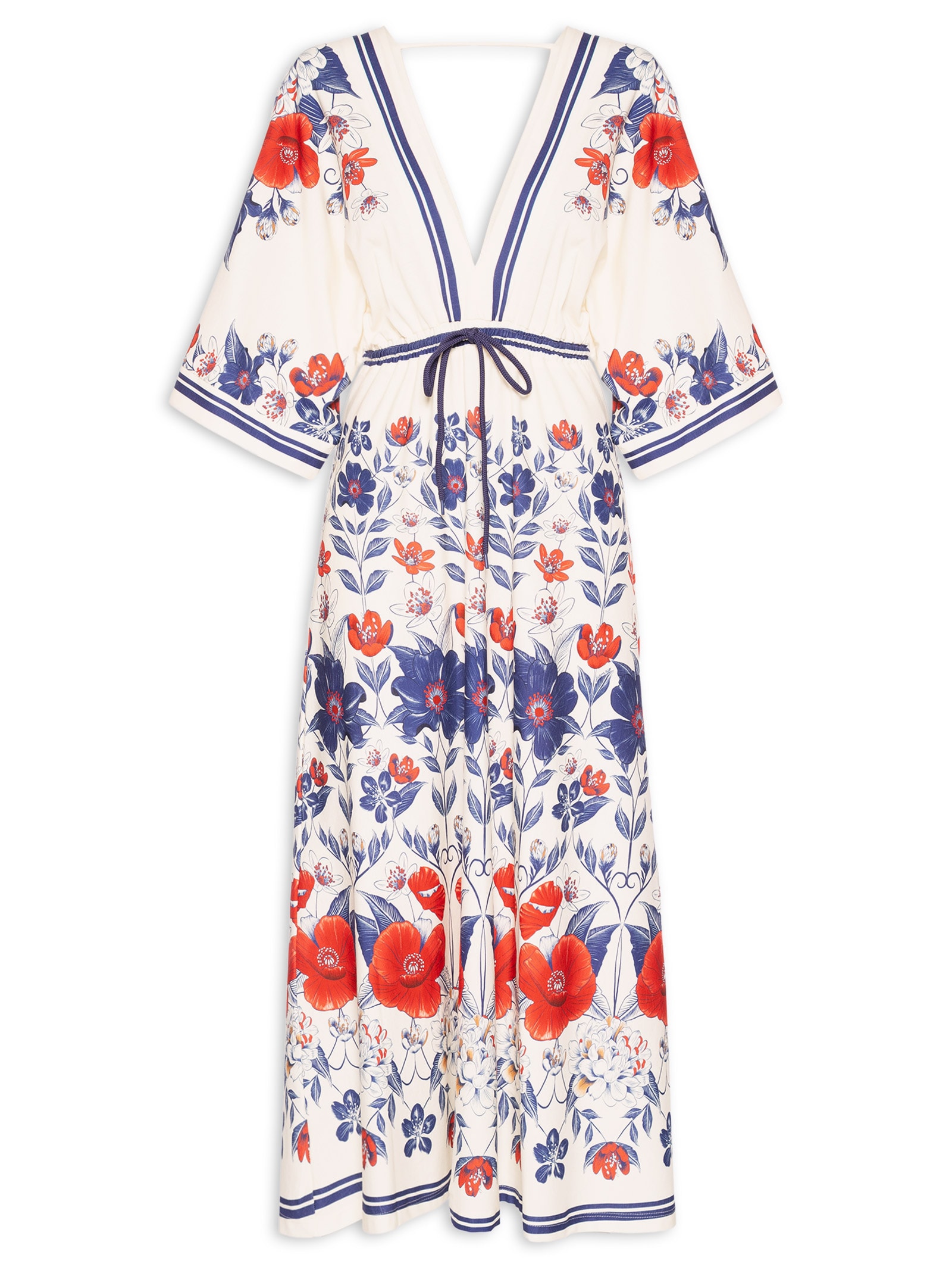 Vestido Midi Floral Lina Branco Farm