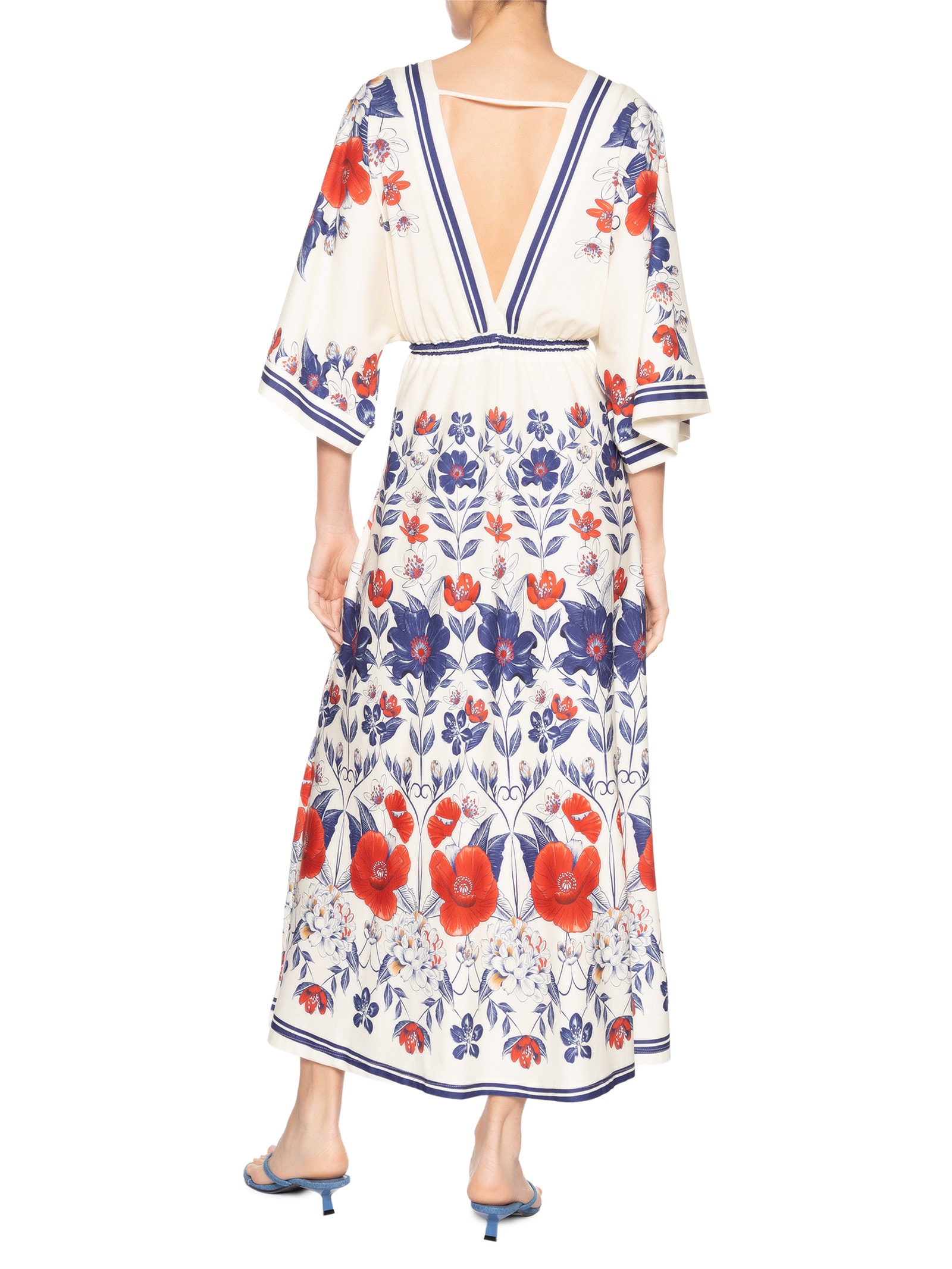 Vestido Midi Floral Lina Branco Farm