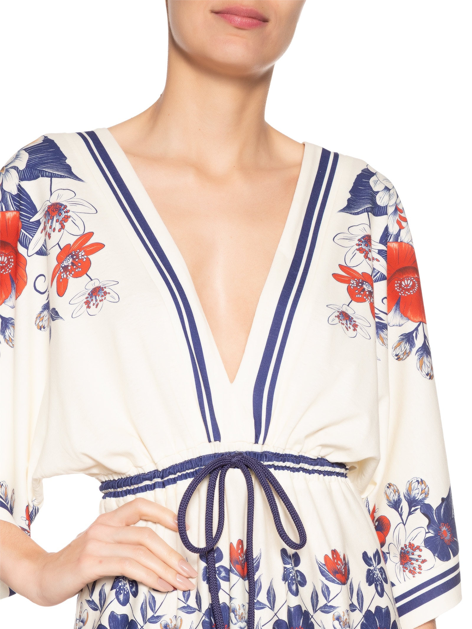 Vestido Midi Floral Lina Branco Farm