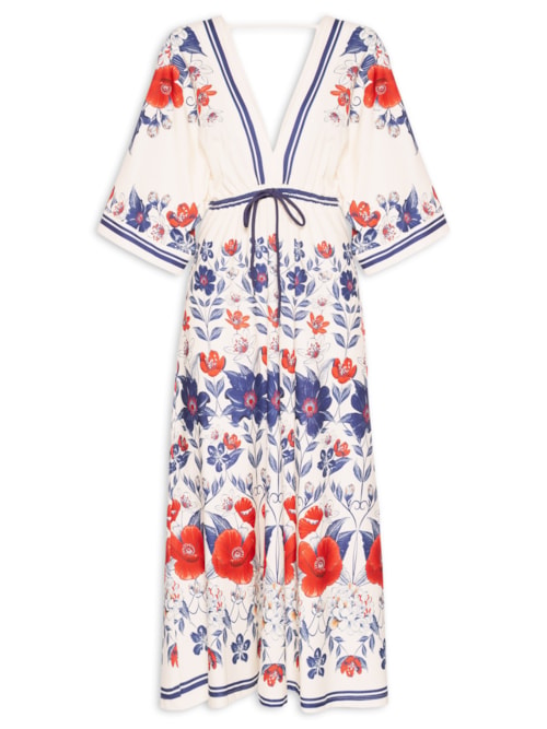 Vestido Midi Floral Lina - Branco