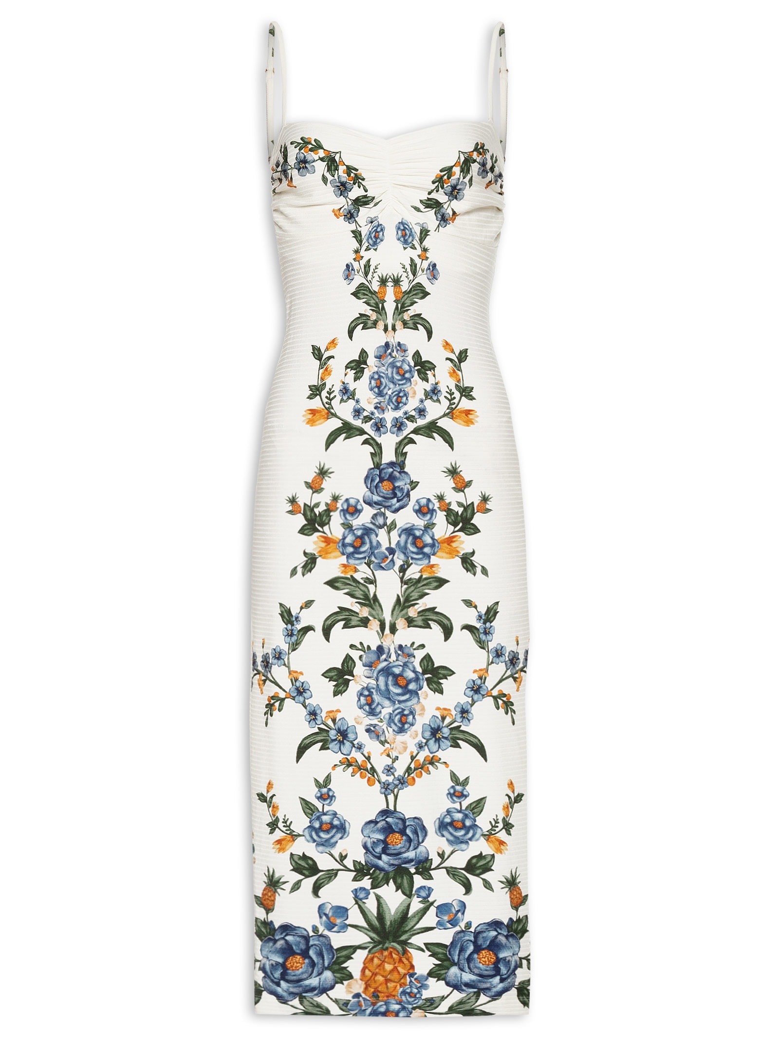 Vestido Midi Floral Penélope Branco Farm