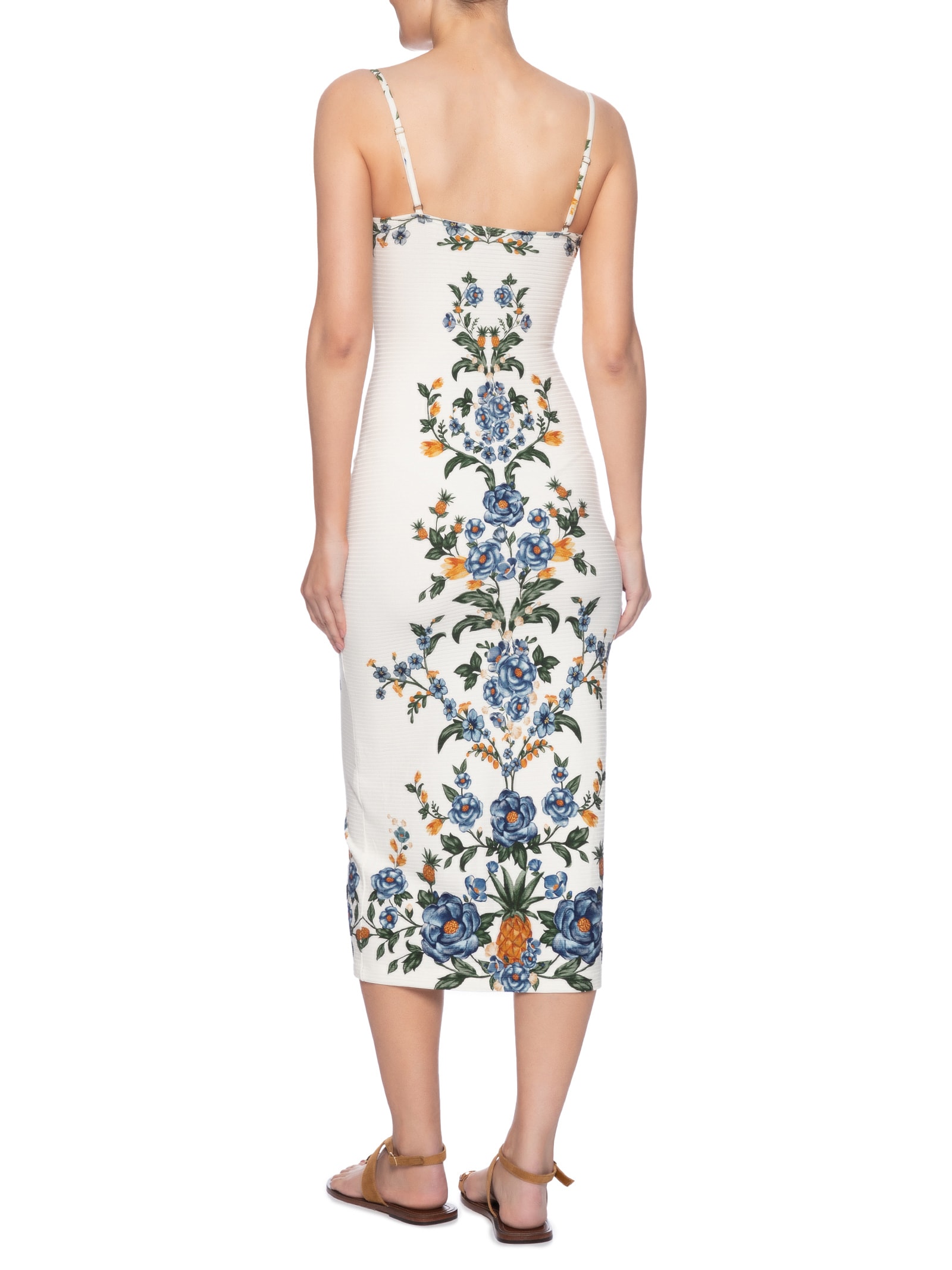 Vestido Midi Floral Penélope Branco Farm