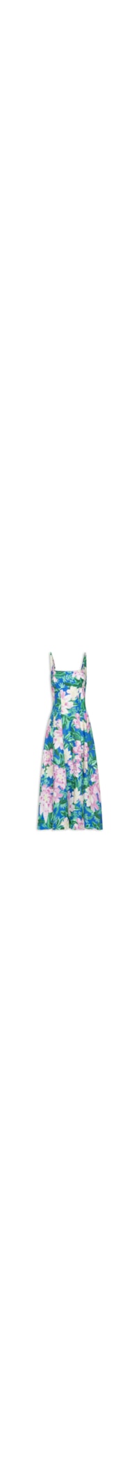 Vestido Midi Floral Pintado - Azul