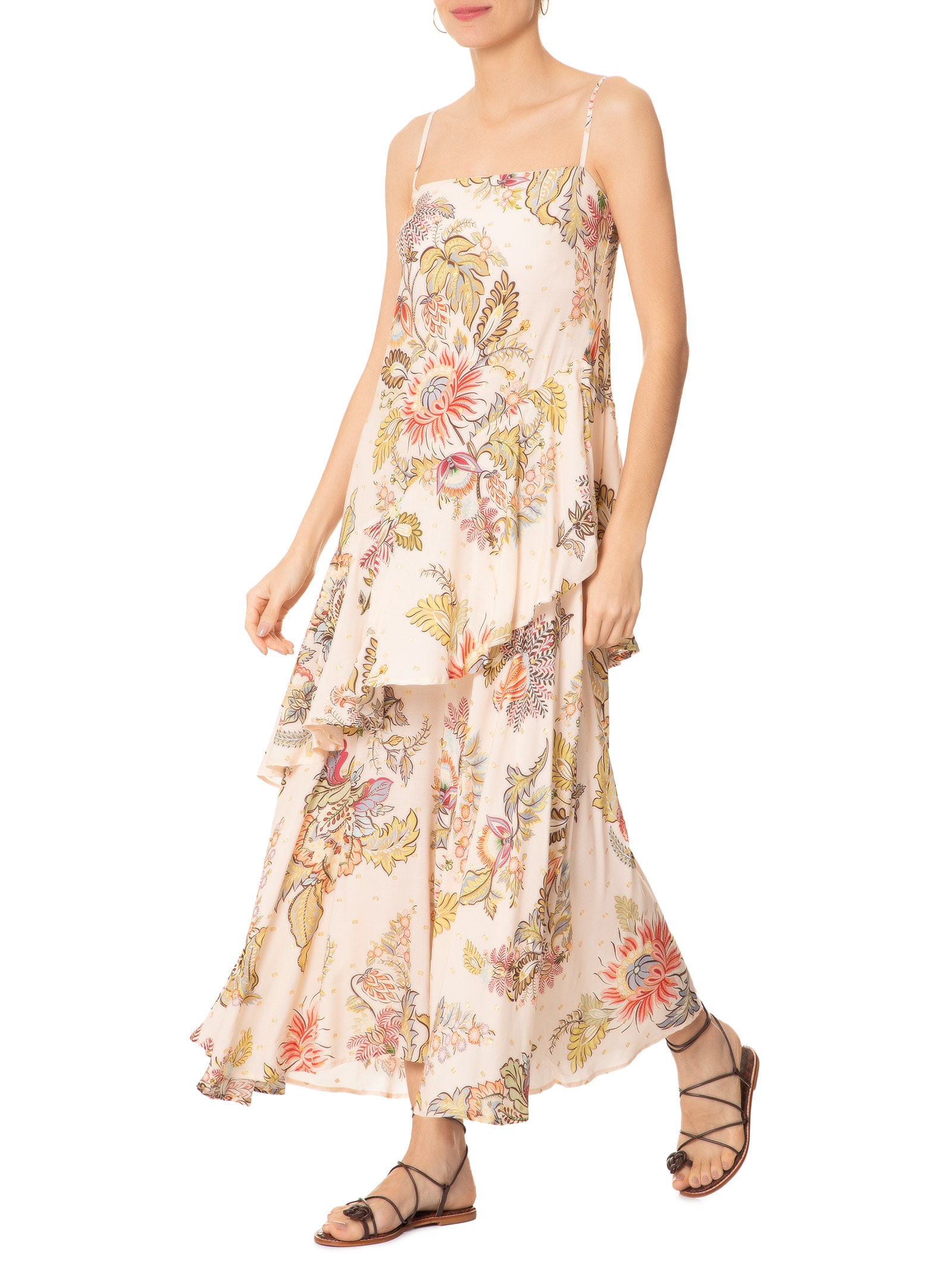 Vestido Midi Floral Raiana Rosa Farm