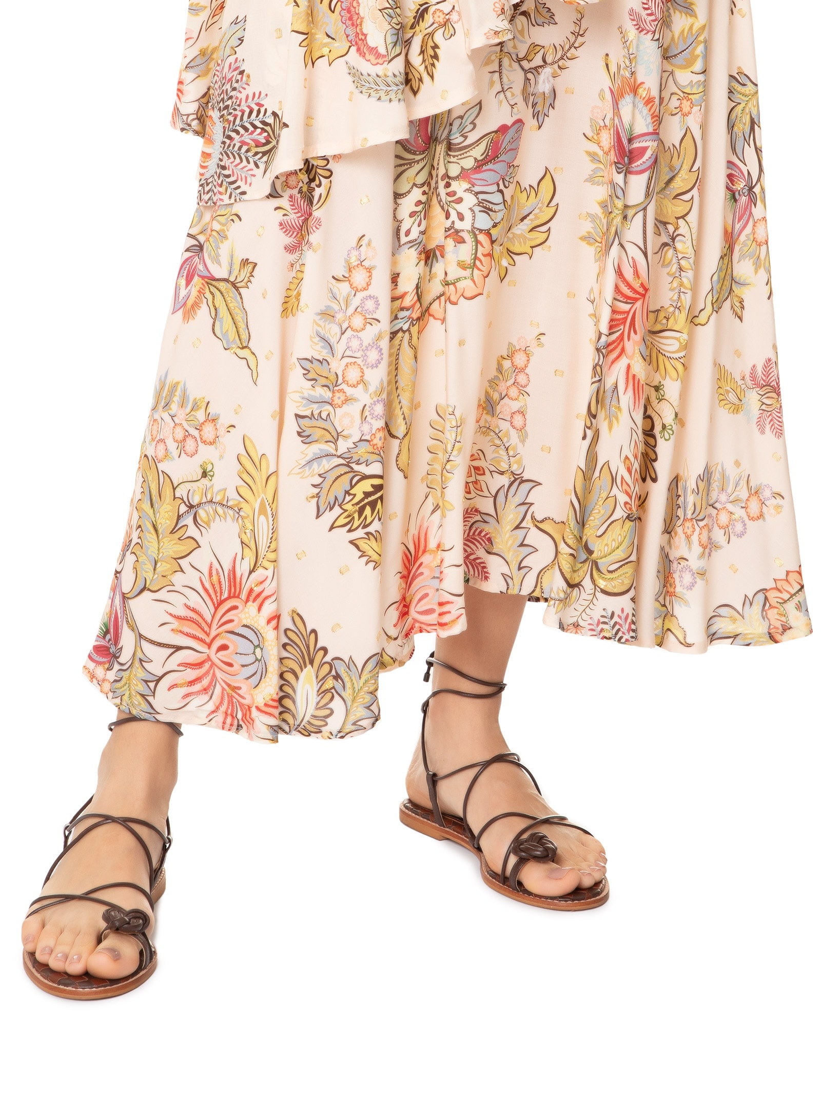 Vestido Midi Floral Raiana Rosa Farm