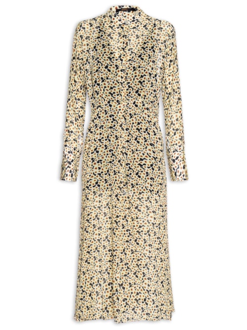 Vestido Midi Floral Ruído – Bege