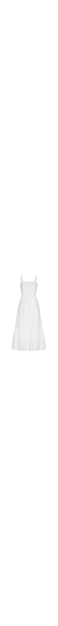 Vestido Midi Fluido Com Lastex - Off White