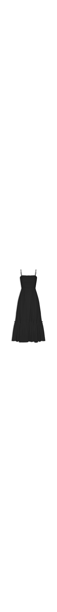 Vestido Midi Fluido Com Lastex - Preto