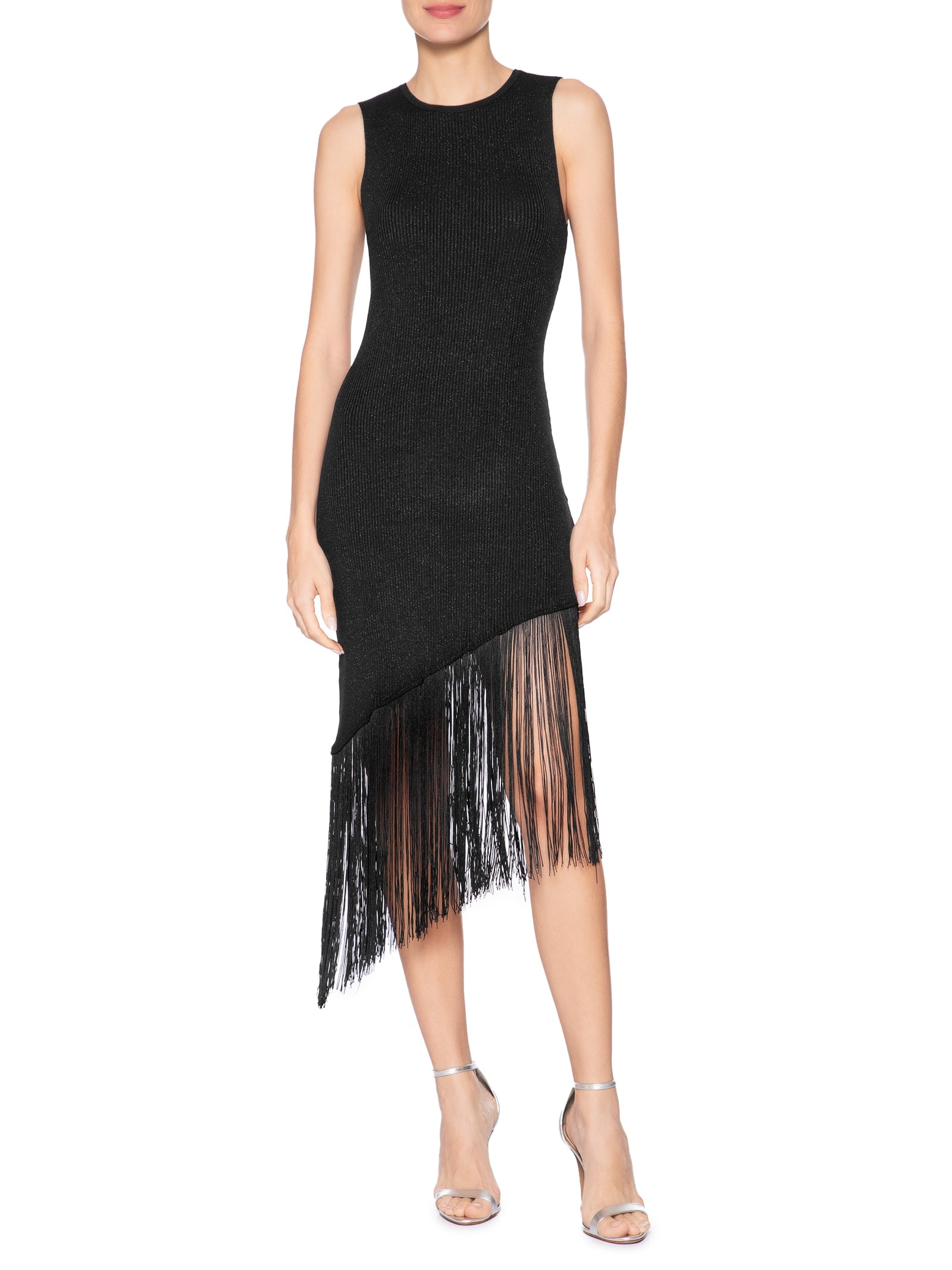 Vestido Midi Franja Preto Market 33