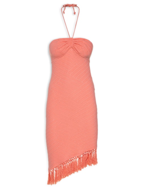 Vestido Midi Franjas – Laranja