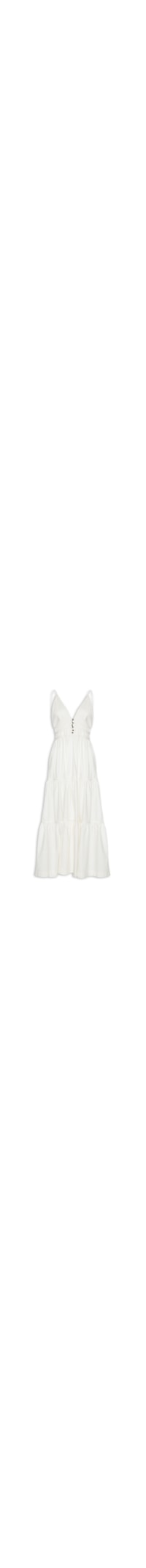 Vestido Midi Franzido Alcinhas - Off White