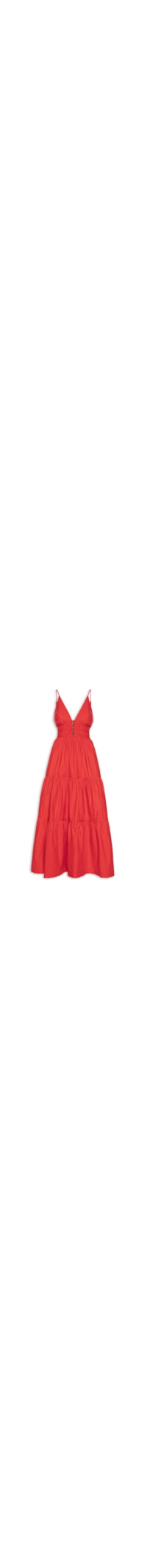 Vestido Midi Franzido Alcinhas - Vermelho