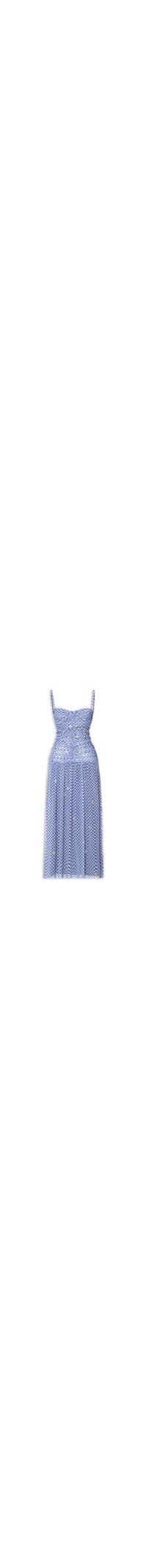 Vestido Midi Franzido De Tule Estampa Xadrex - Azul