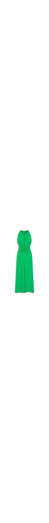 Vestido Midi Franzido Frente Sem Manga - Verde