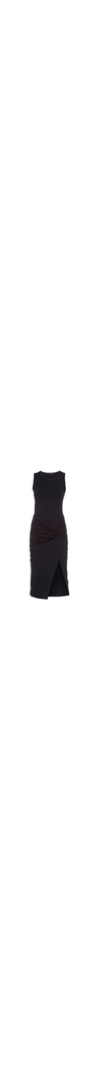 Vestido Midi Franzido - Preto