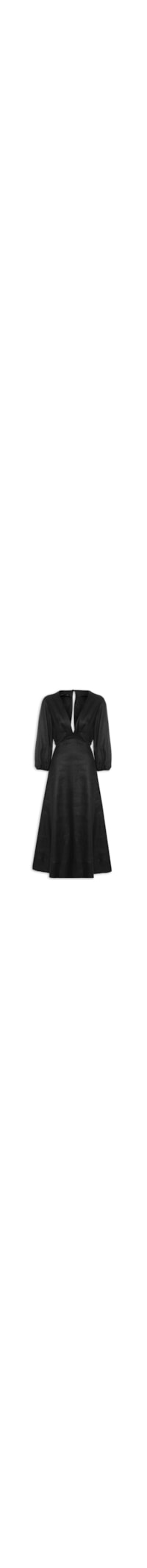 Vestido Midi Franzido - Preto