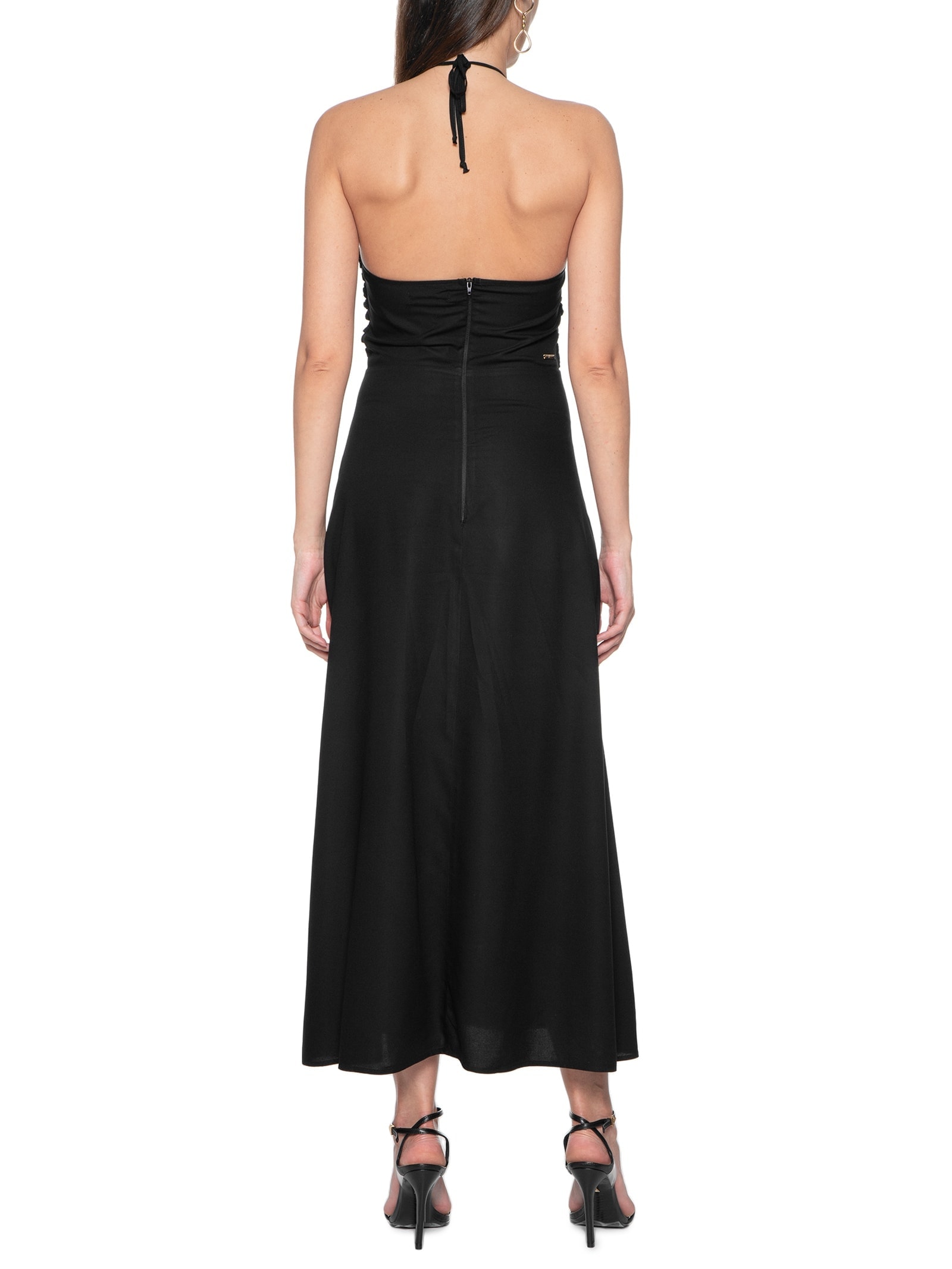 Vestido Midi Franzido Preto Colcci